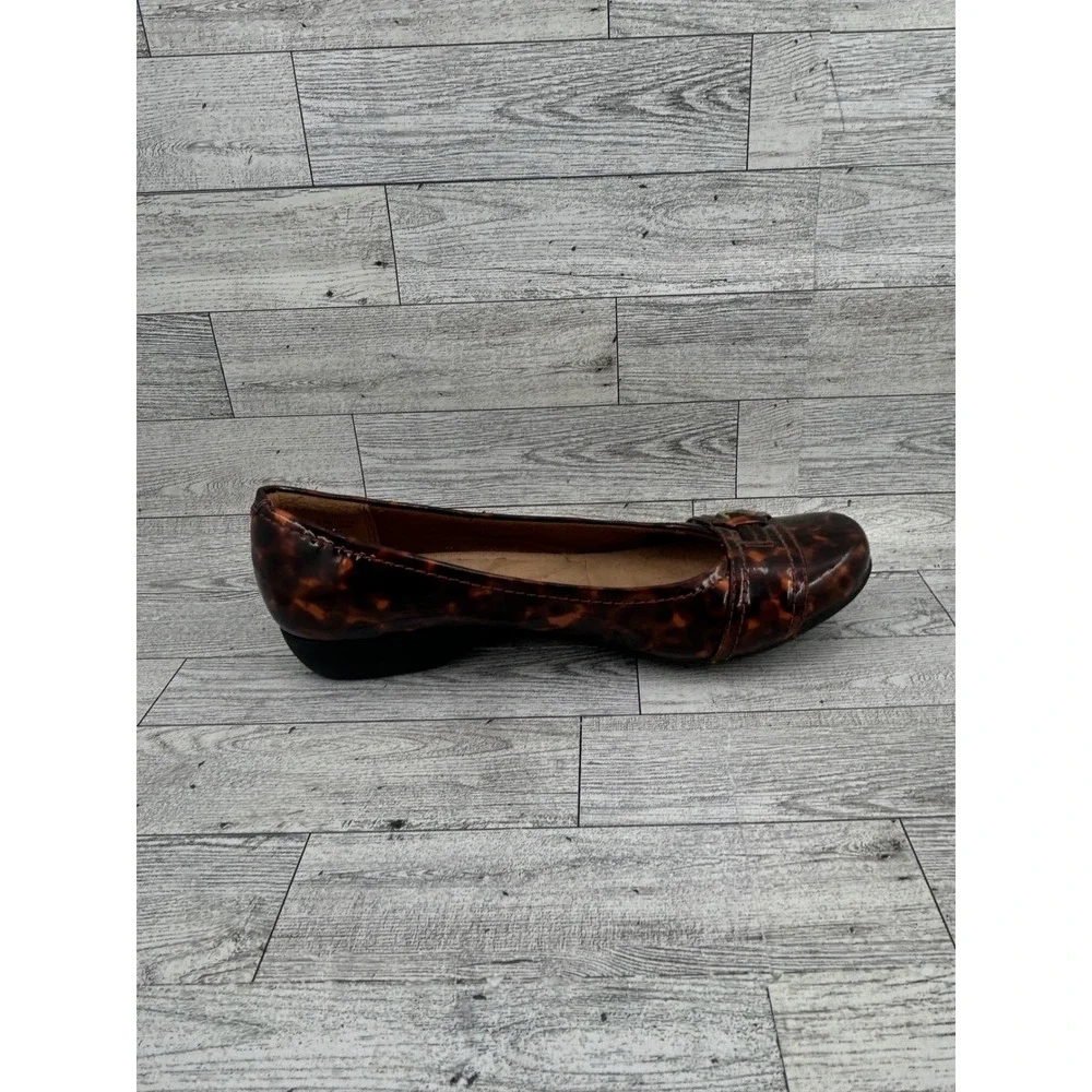 Clarks Collection Tortoiseshell Patent Leather Ballet Flats Women's‎ Size 8.5 M